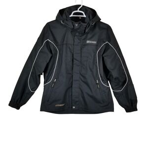 Descente D310 Mens Black Ski Jacket Sz M Hooded Winter  Coat Reflective Piping